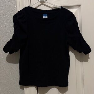 Old Navy Black Puff-Sleeve Ribbed Knit Top